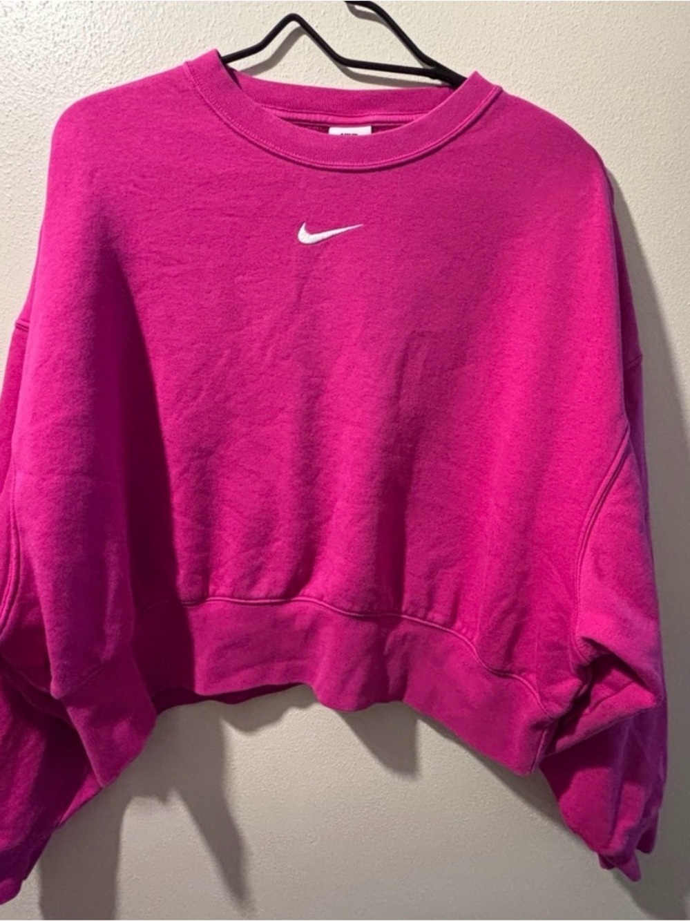Nike Pink Swoosh Cropped Sweatshirt